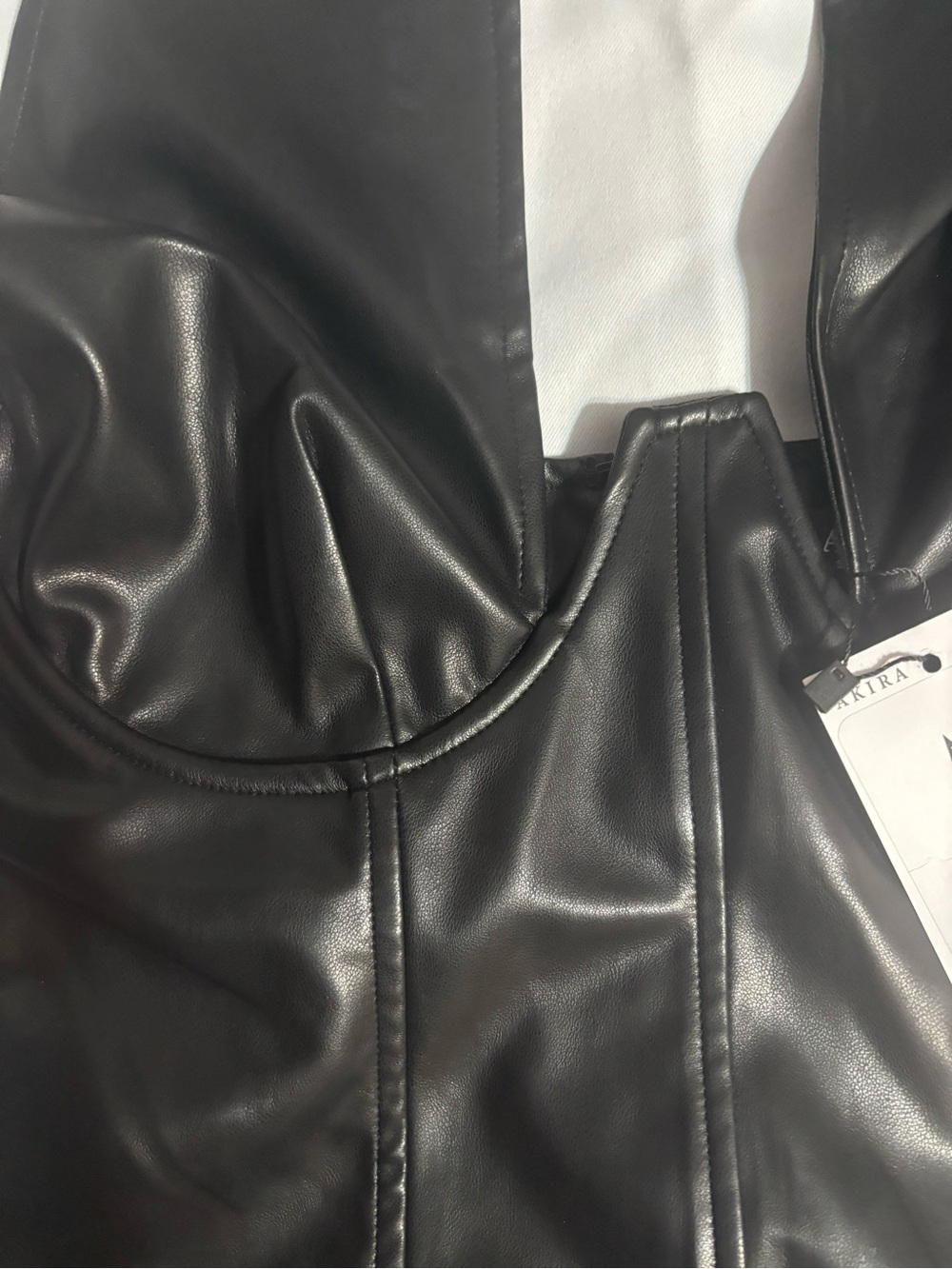 AKIRA Black One-Shoulder Faux Leather Dress - Picture 4 of 8